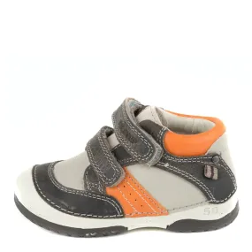 D.D. Step Toddler Boy Shoes Grey With Orange And Black Decor - Supportive Leather From Europe Kids Orthopedic