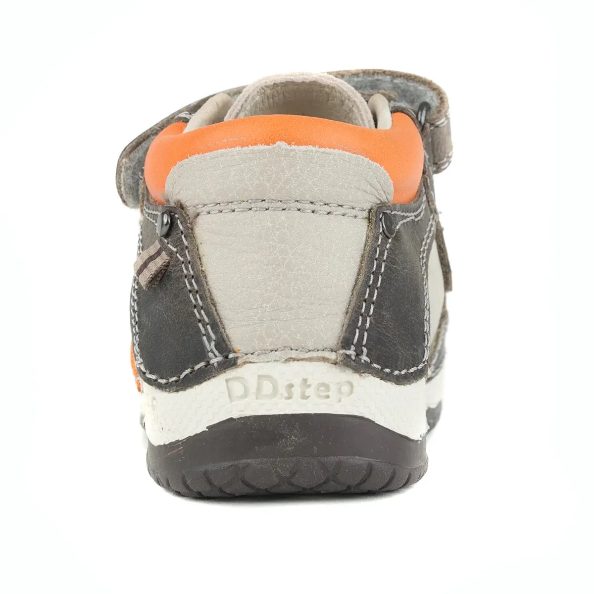 D.D. Step Toddler Boy Shoes Grey With Orange And Black Decor - Supportive Leather From Europe Kids Orthopedic